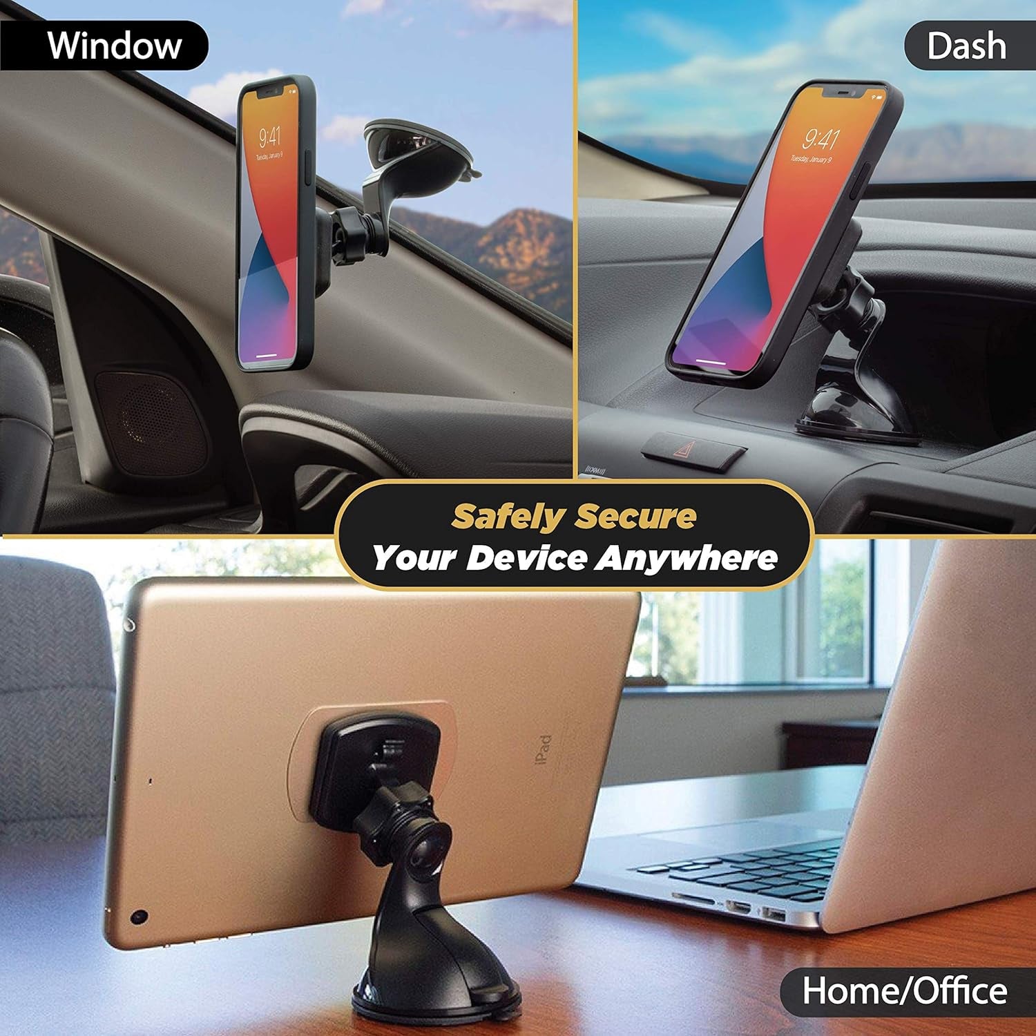 MAGWSM-2PXCES0 Magicmount Magnetic Suction Cup Phone Mount for Car Windshield/Dashboard, 360° Adjustable Magnet Head, Universal Phone Holder Compatible with Iphone, Samsung & More (Pack of 2)